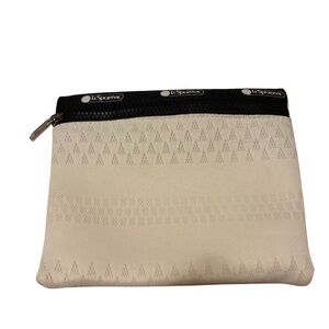 Japan Exclusive LeSPORTSAC Padded Geometric Monochrome Print Pouch in White